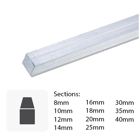 2 Barres Carrées Aluminium 1x1x30 Cm - Profilé Métal Pour Bricolage Et DIY